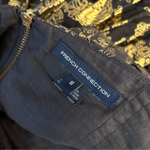 ❤️French Connection Womens Metallic Green Strapless Floral Dress Size 8 - Picture 4 of 10